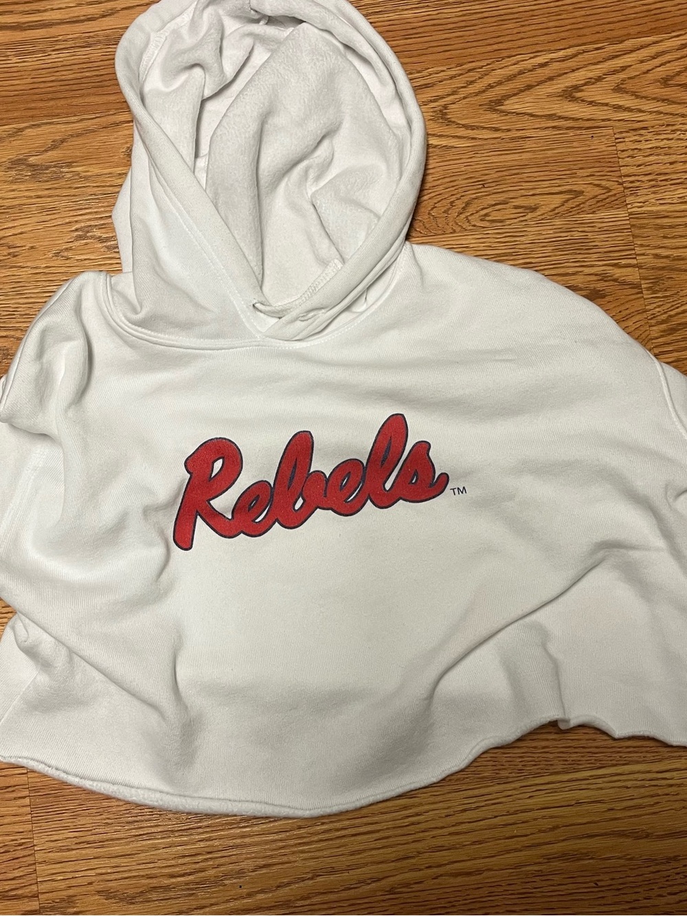 Bella Canvas White Hoodie with Red Script Logo